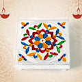 A vibrant multicolor Meenakari Wooden Chowki, intricately hand-painted, displayed on a clean background.