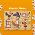 Wooden peg puzzle board for kids with easy-to-hold puzzle pieces