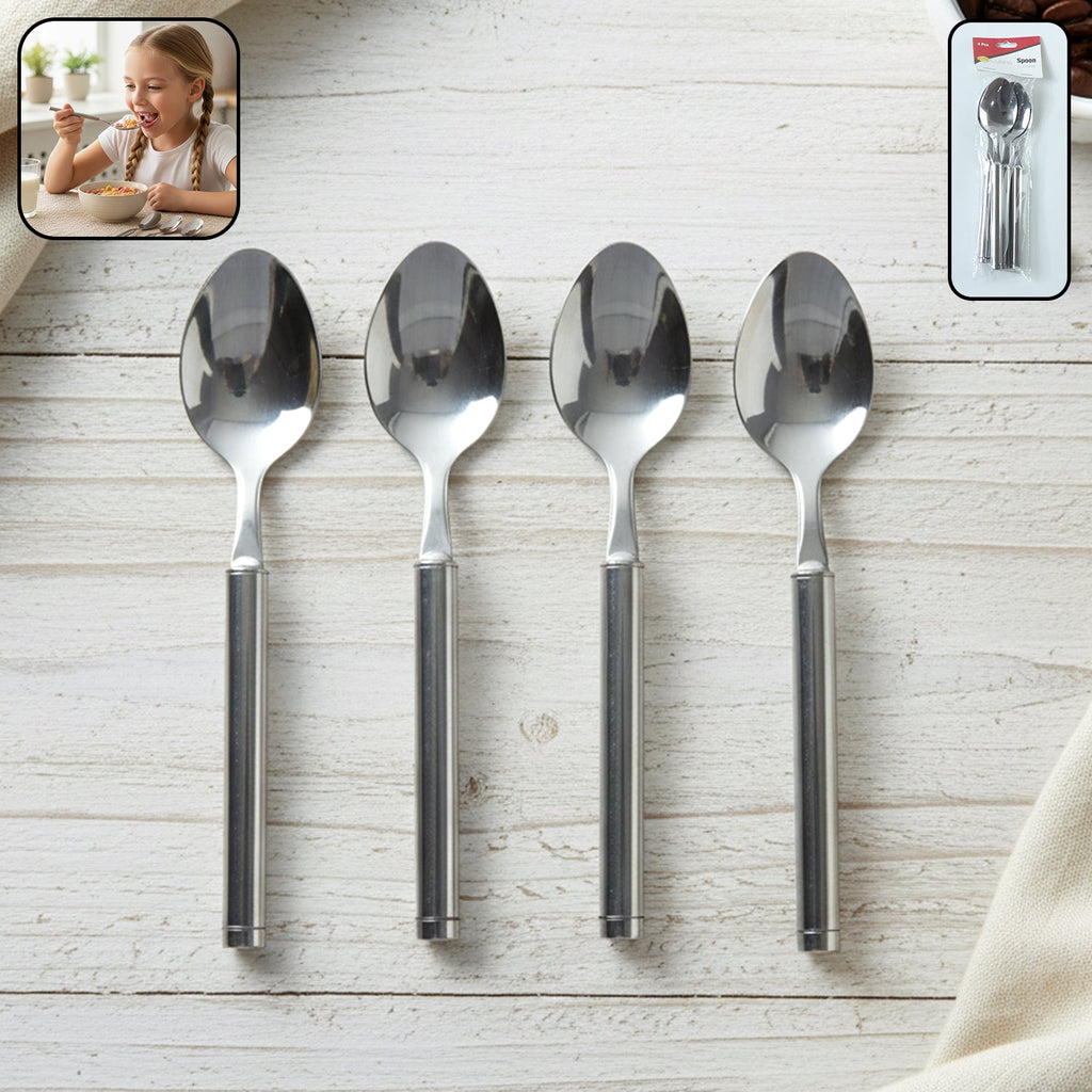 Stainless steel dinner spoons in a set for daily use
