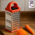 7-in-1 stainless steel box grater with multiple grating surfaces and ergonomic handle