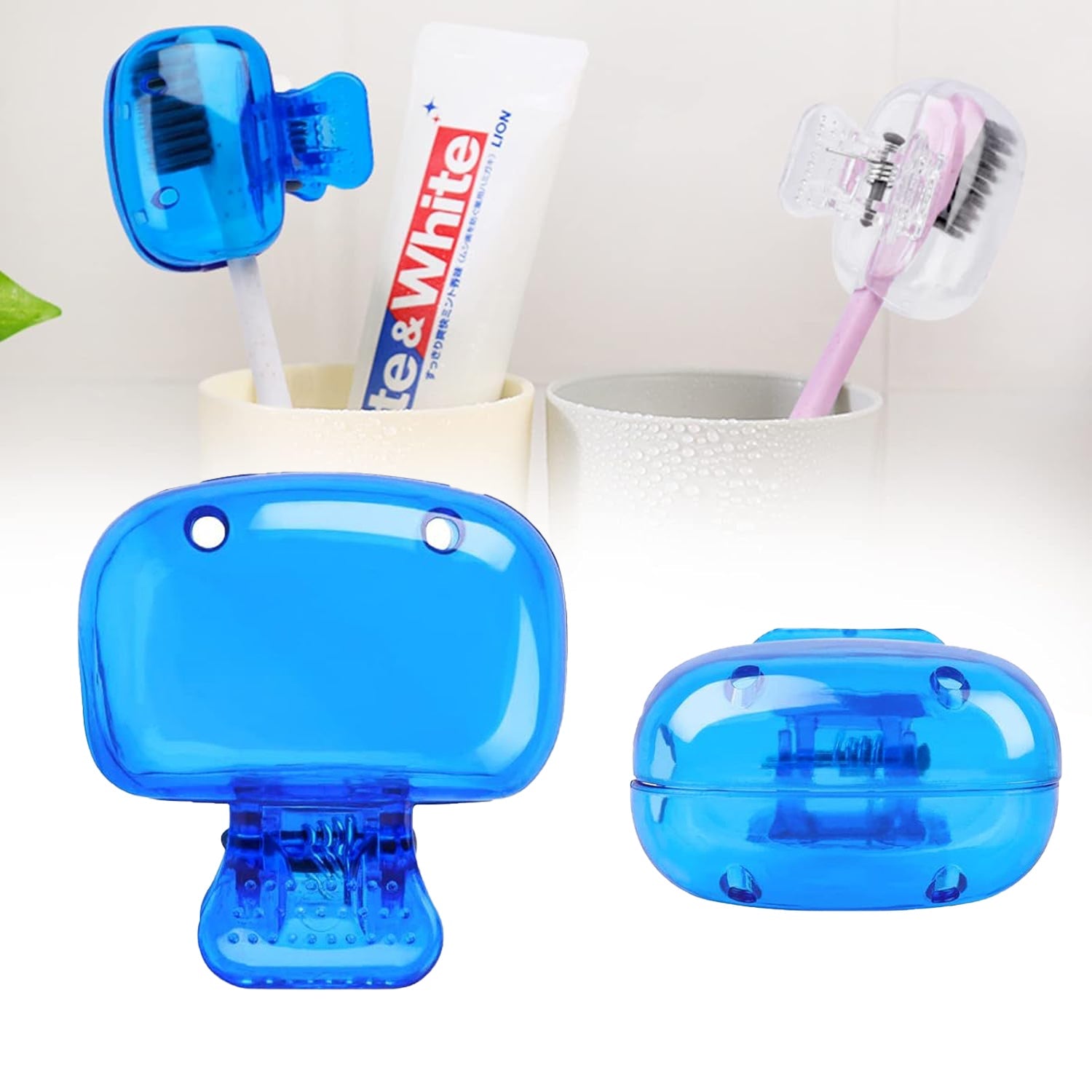 Plastic toothbrush head cover cap protecting toothbrush bristles
