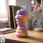 Foldable silicone sports water bottle in bright colors