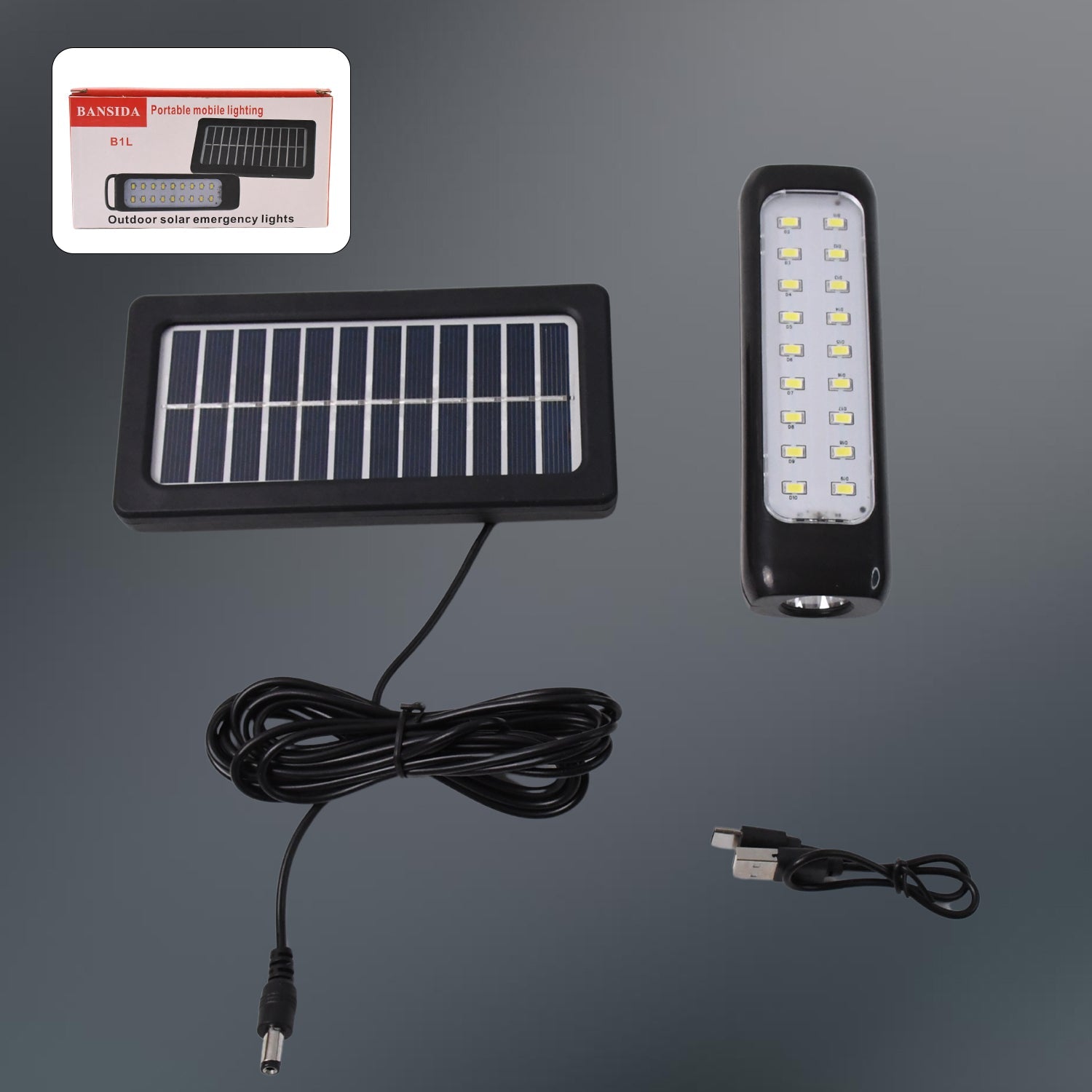 Close-up of 3 modes outdoor solar light showing visible LEDs and waterproof construction