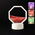 LED Moving Sand Art Table Lamp with sleek white base and vibrant colored sand inside octagonal frame