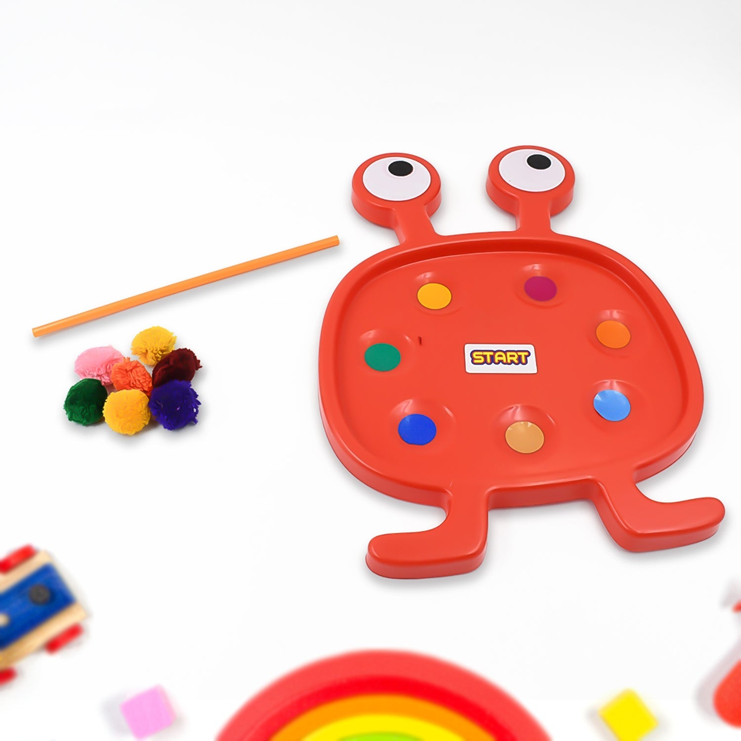 Front view of the Fu Fu Monster kids plastic toy set, showcasing its playful design.