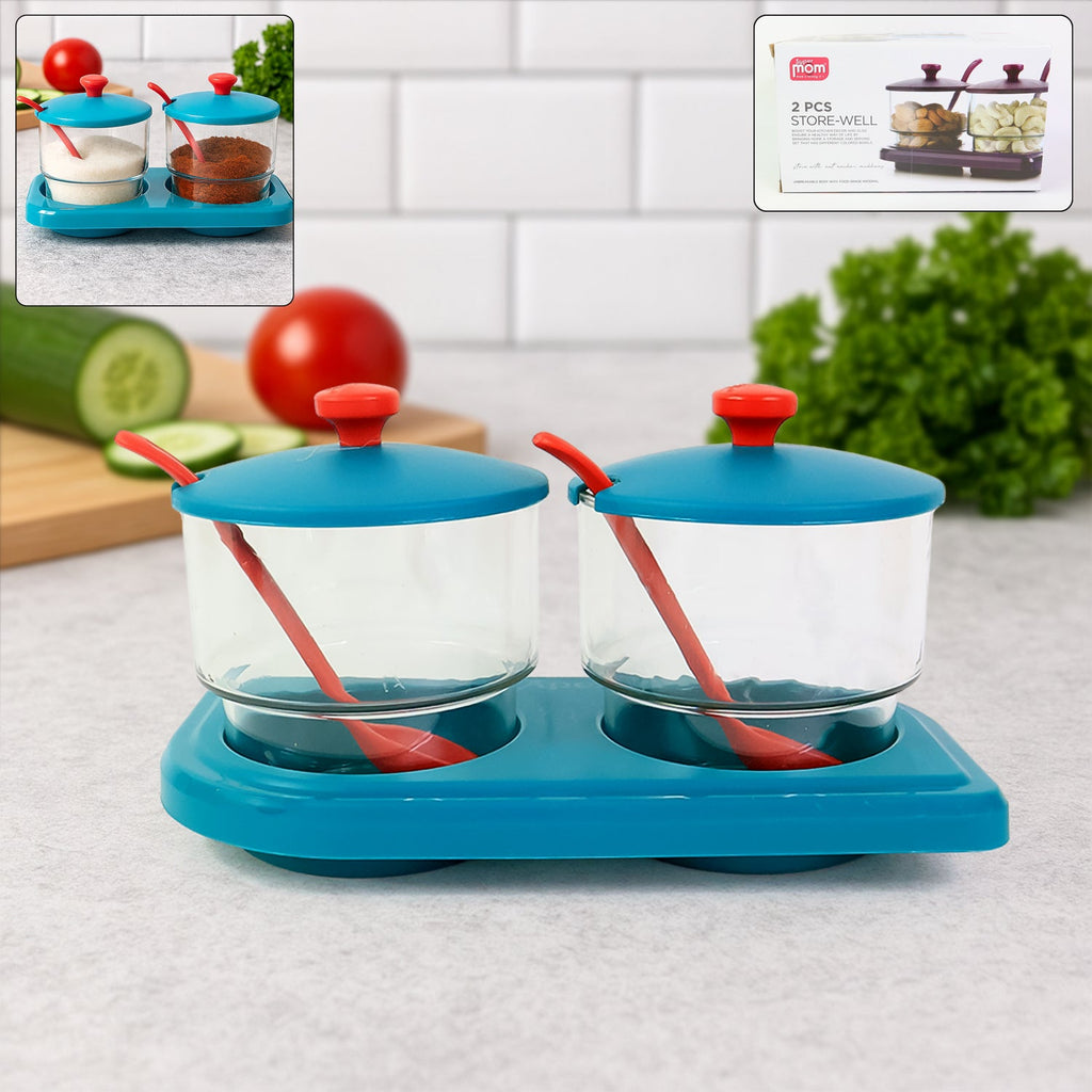 Multipurpose spice container set with tray for kitchen storage