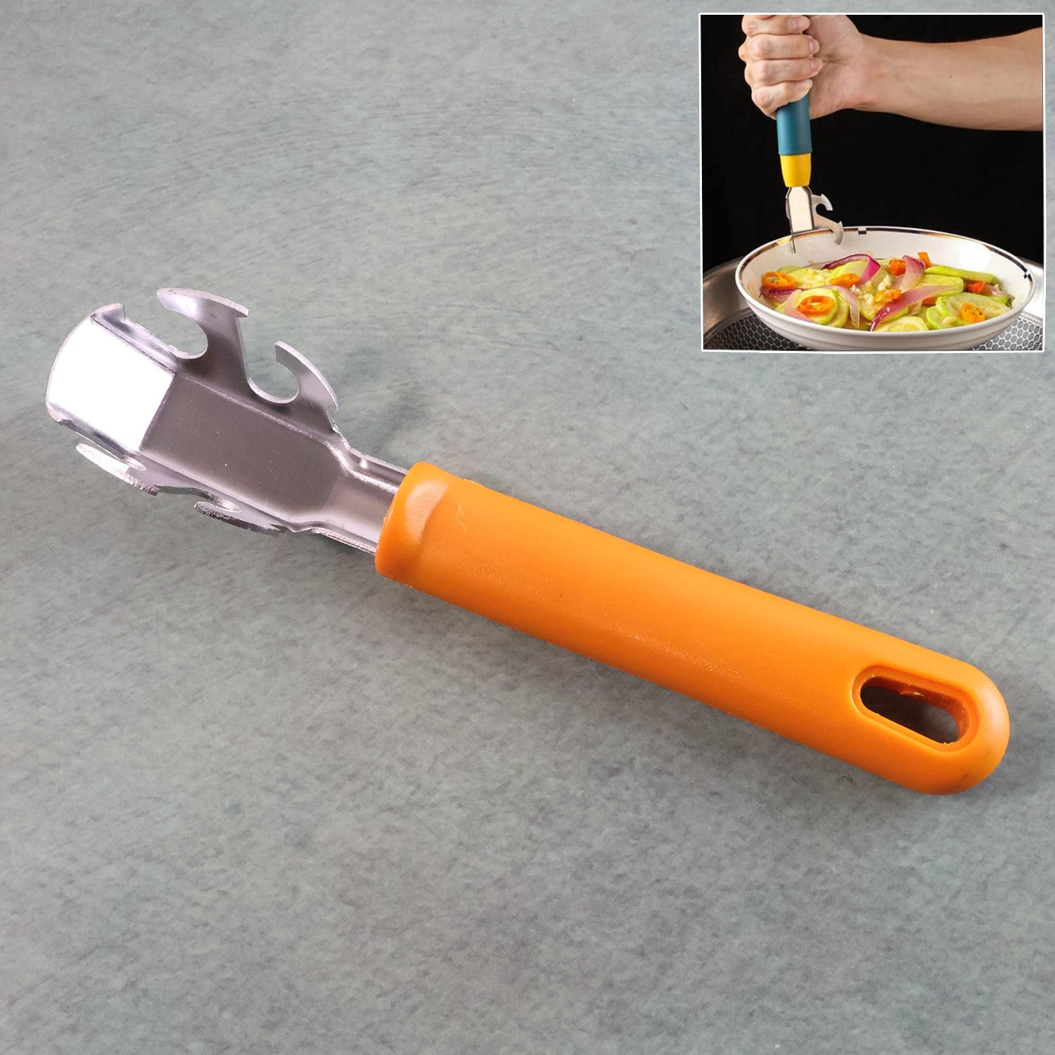 Stainless steel hot pot gripper securely lifting a pan