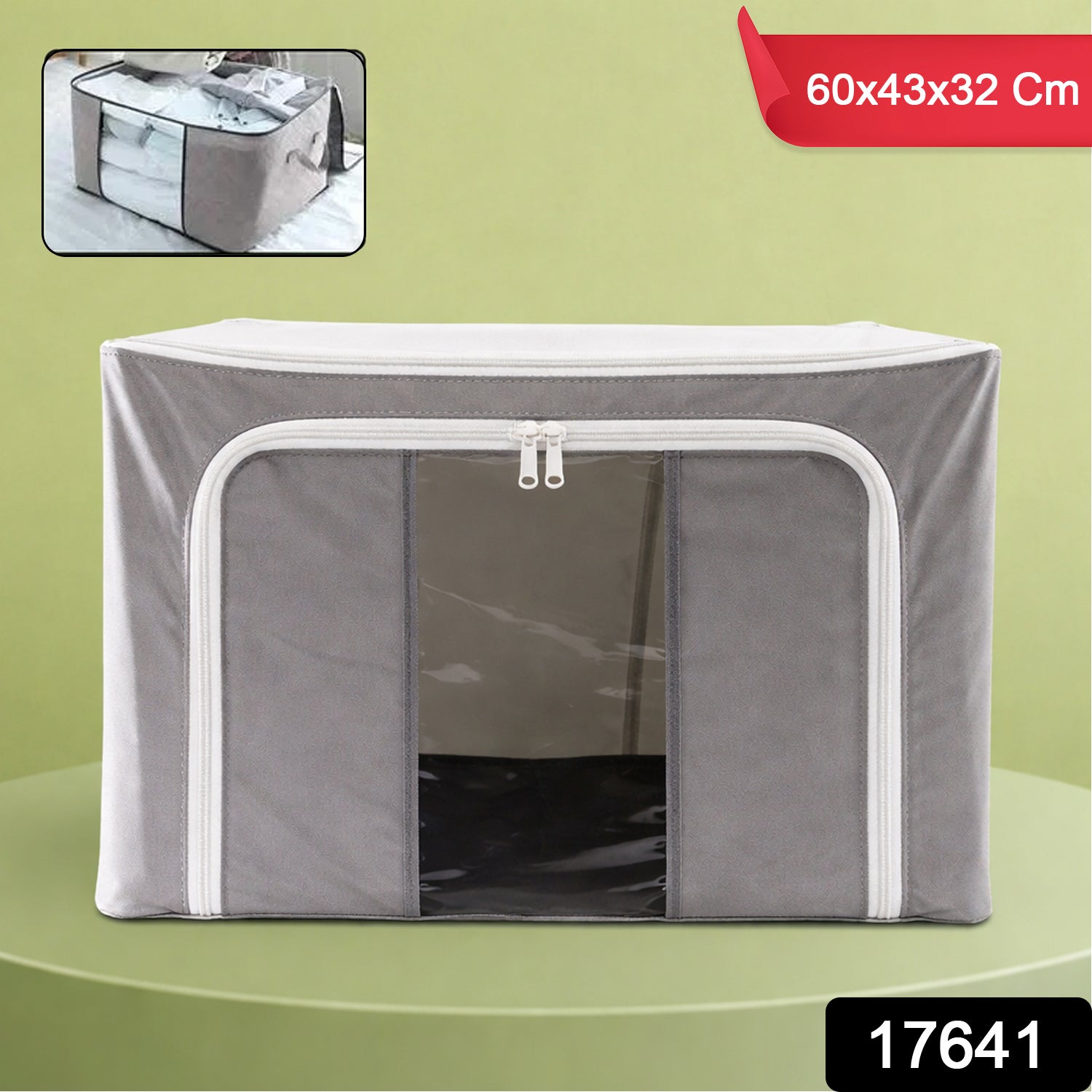 Open 66-litre foldable storage bag showing its spacious interior, perfect for bedding and blankets.