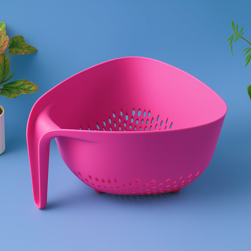 Supermom triangular kitchen colander showing multipurpose use in kitchen