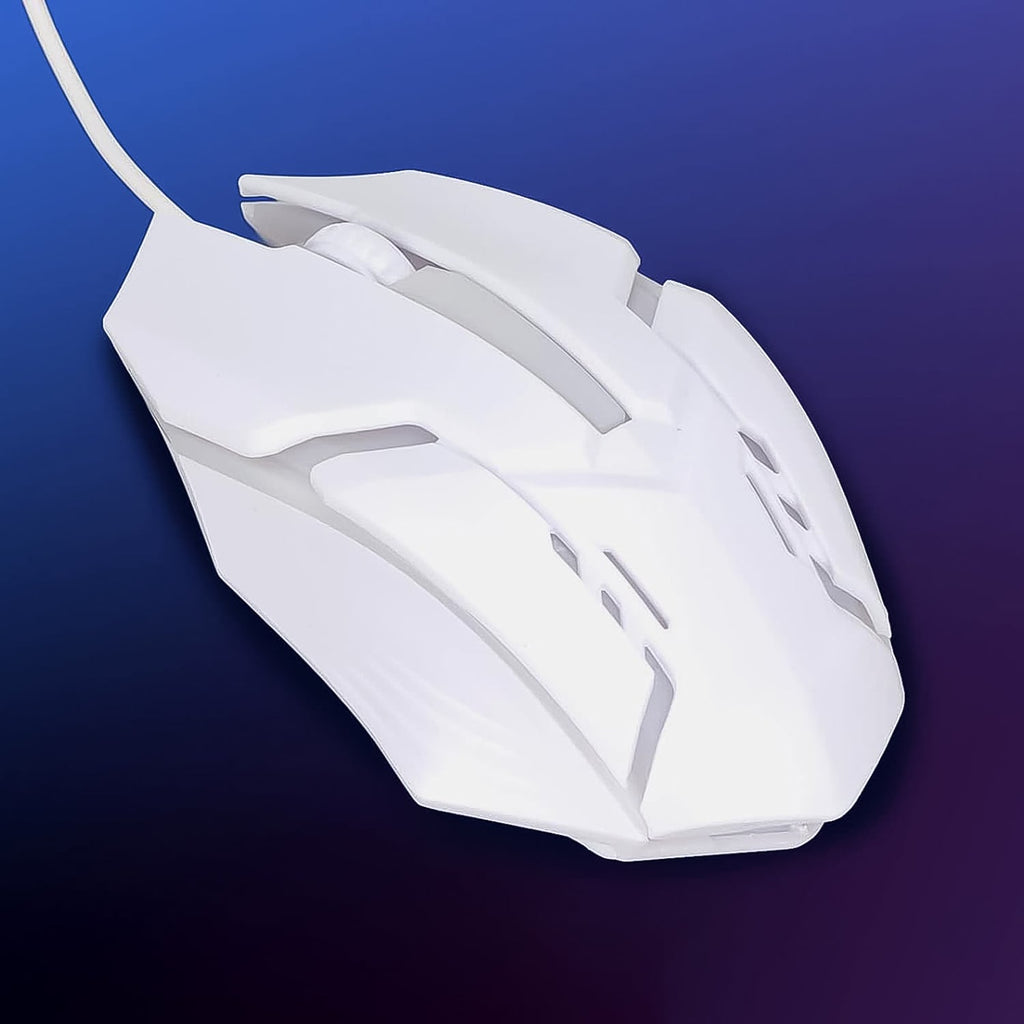 Ergonomic wired gaming mouse from Indo Glow, showcasing its sleek design with vibrant RGB lighting.