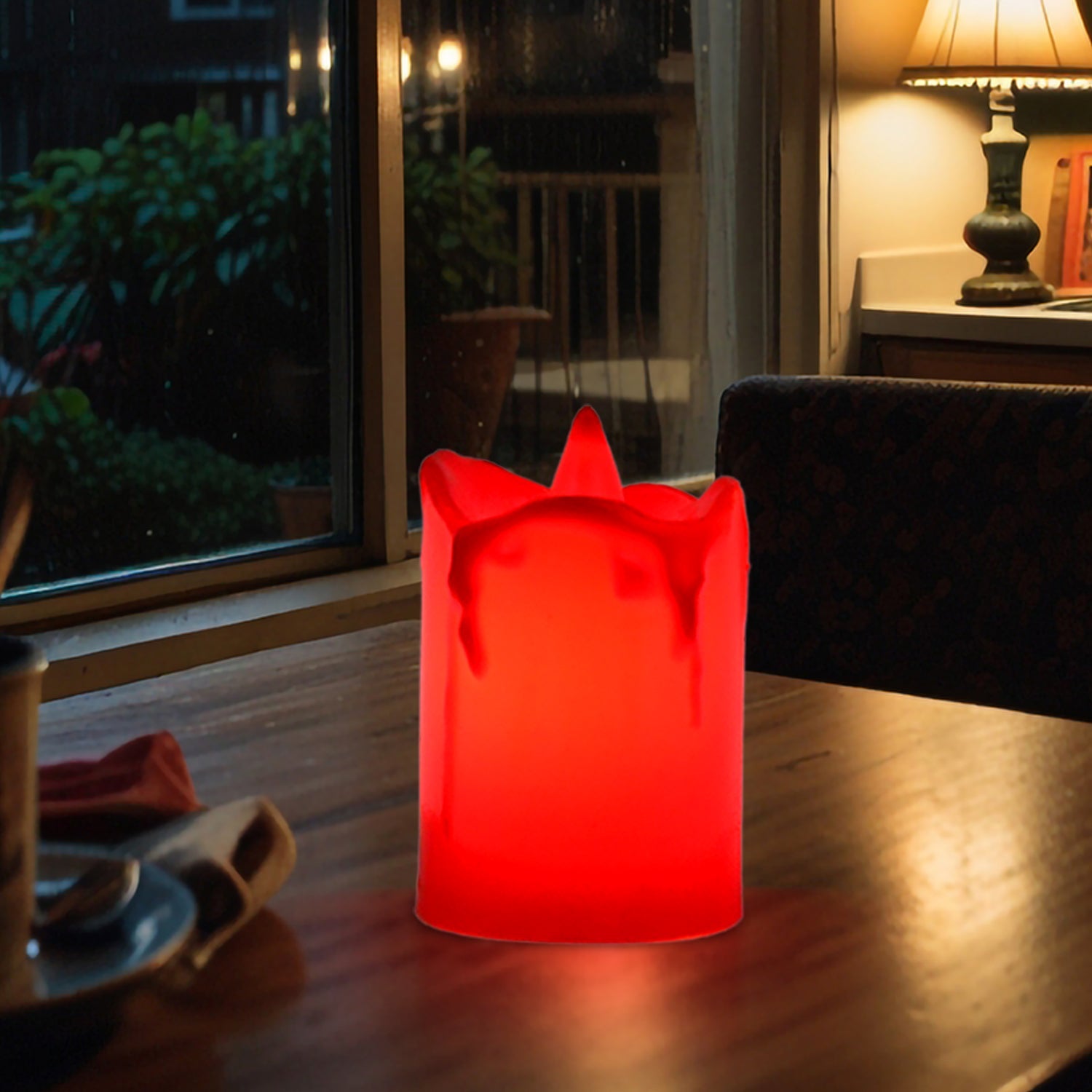 A pair of Flameless LED Candles with a melted wax design, perfect for elegant home decor.