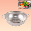 Multipurpose stainless steel strainer bowl for washing rice and vegetables.