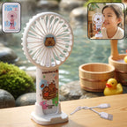USB rechargeable cute cartoon capybara handheld mini fan with stand