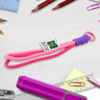 Multi-color phone wrist strap made from durable nylon, displayed clearly.