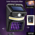 Close-up of the solar panel on the outdoor mosquito zapper lamp.