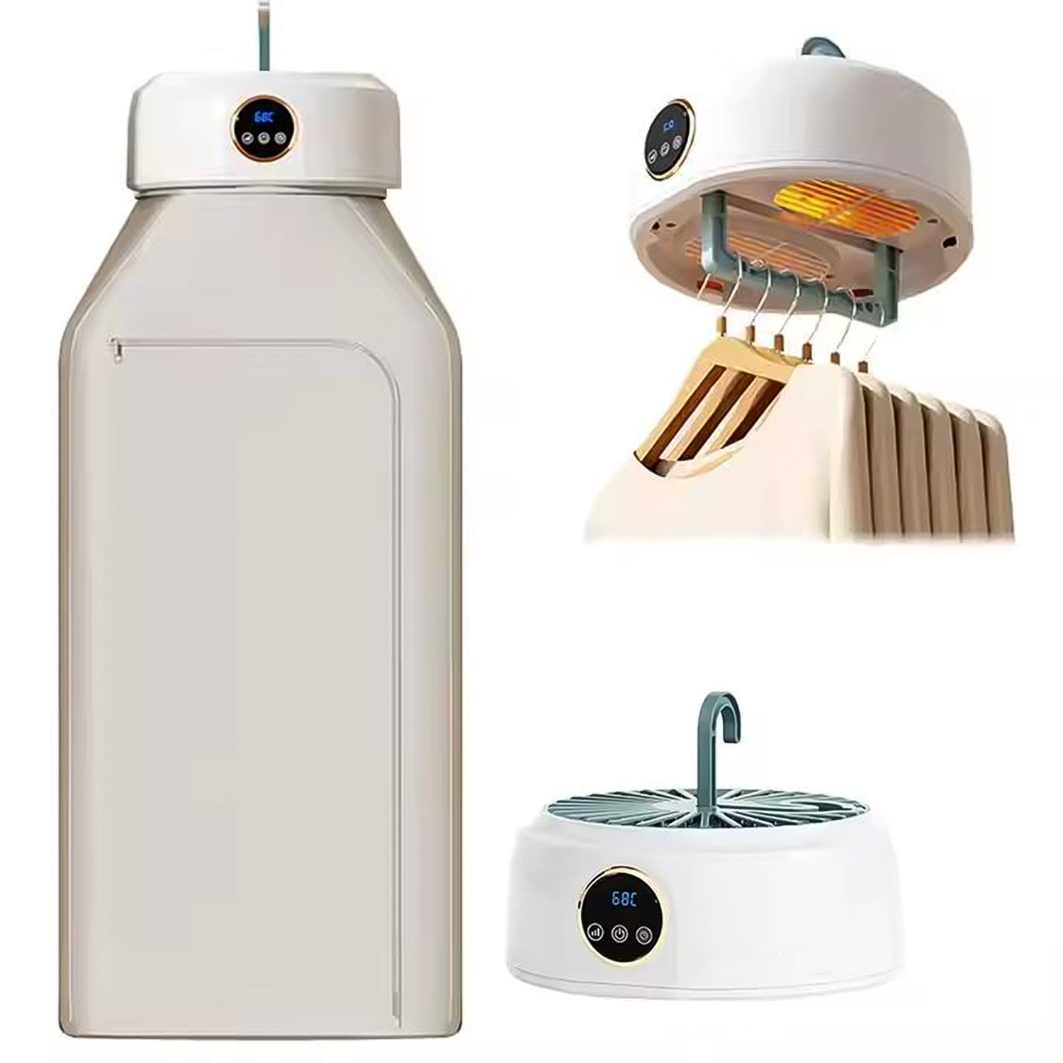 Foldable hook feature on mini portable clothes dryer