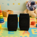 Knitted black wool knee warmers designed as toddler knee protectors