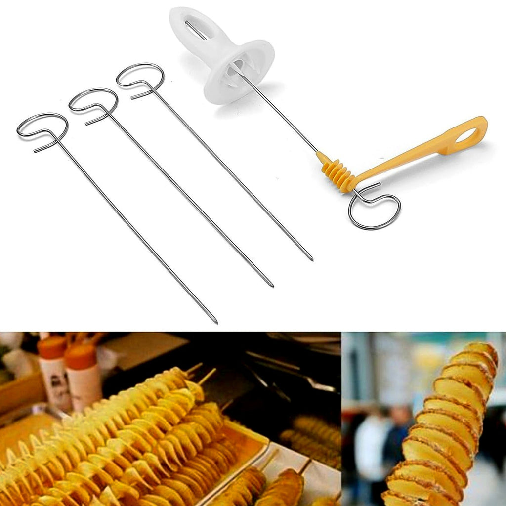 Potato Spiral Cutter with 4 spits for making tornado chips.