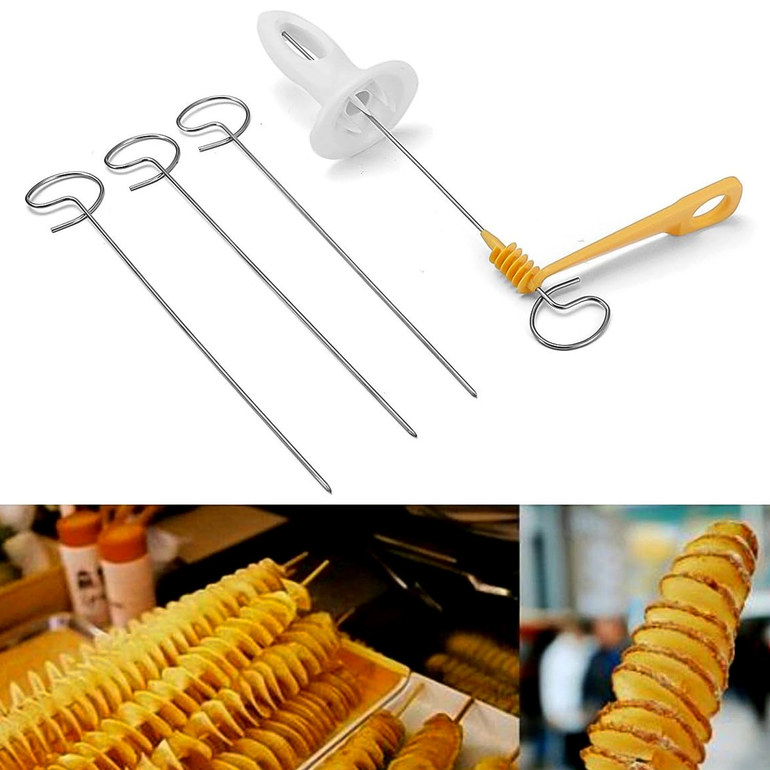 Potato Spiral Cutter with 4 spits for making tornado chips.