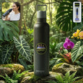 Insulated stainless steel water bottle with leakproof lid and carry handle