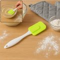 Silicone cooking spatula with heat resistant silicone head for baking and cooking