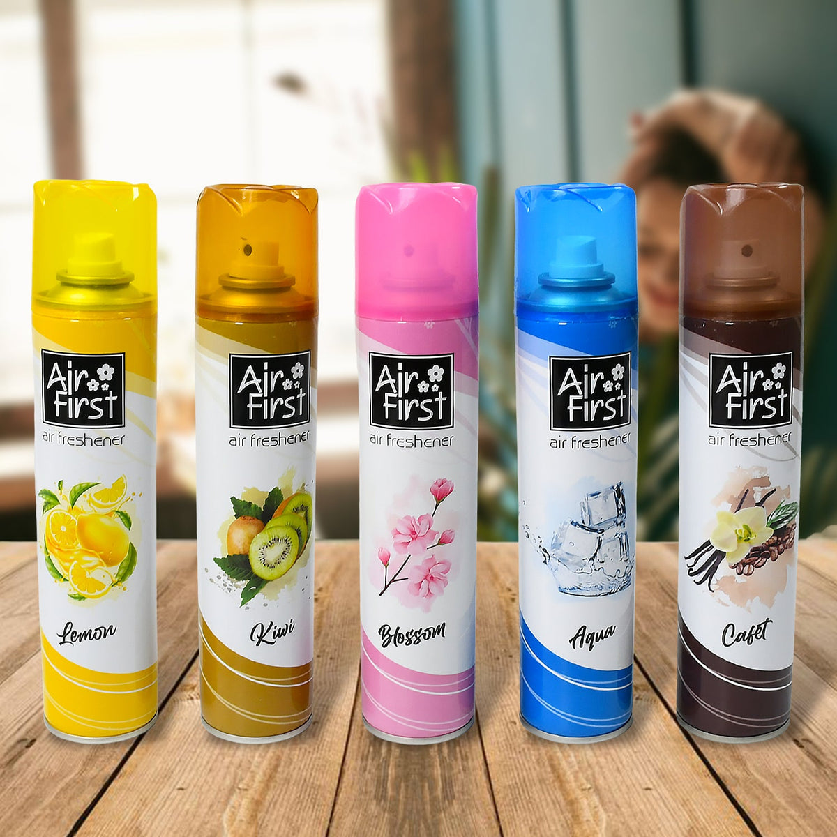 Front view of  Air Freshener Spray, 300ml bottle with mixed fragrance.