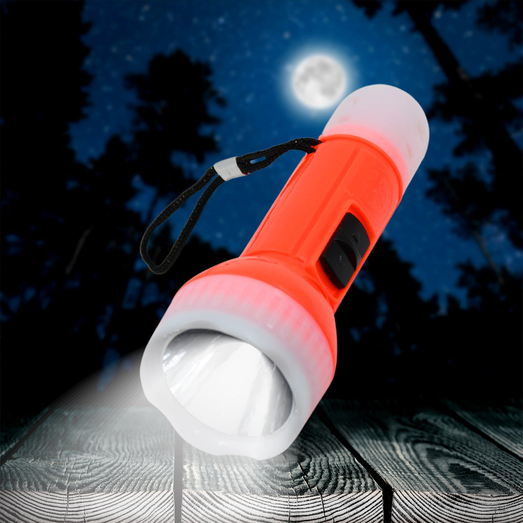 A bright red Kids Torchlight with dual beams, perfect for small hands.