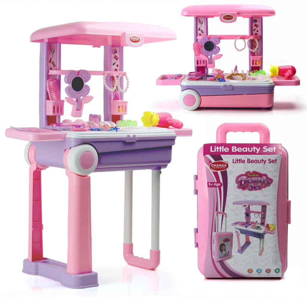 Aditi beauty set transforming into a trolley, vanity, and tool bench for versatile play.