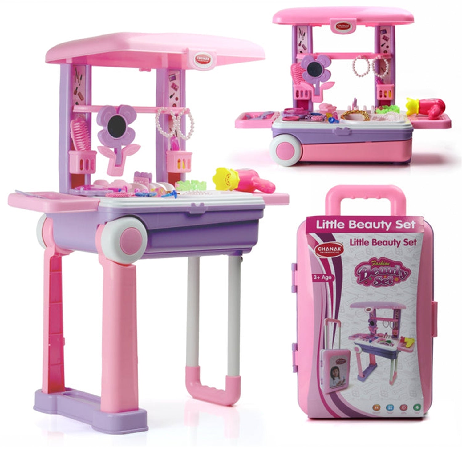 Aditi beauty set transforming into a trolley, vanity, and tool bench for versatile play.