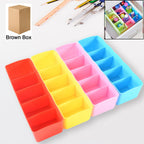 The Organivo 4-piece organizer box set effectively storing various clothing items in a wardrobe drawer.