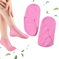 White and pink silicone moisturizing socks set for dry cracked feet