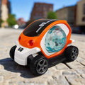 Bright red rotating stunt car toy with 4D LED lights active, ready for play.