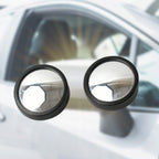 Set of two frameless car blind spot mirrors with strong 3M adhesive backing.