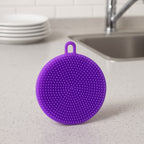 Flexible purple silicone dish scrubber pad for mild scrubbing