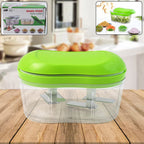 Garlic & vegetable chopper with manual hand push and clear container