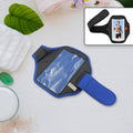 Black running armband on a white background, showcasing its phone holder functionality for active users.