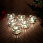 Set of 6 LED crystal tealight flameless candles in elegant holders