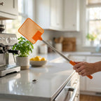Plastic fly swatter with extendable handle for insect control