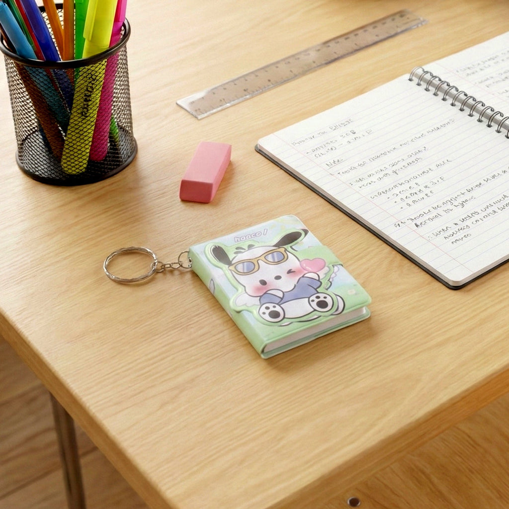 Mini pocket notebook with keychain attachment for quick notes