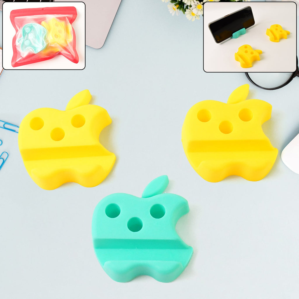 Durable plastic mobile phone holder in apple shape with pen storage