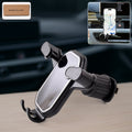 Gravity car phone holder mounted on air vent, side view showing secure grip