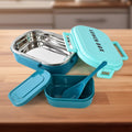 3-in-1 stainless steel lunch box set with plastic small box and spoon
