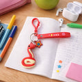 Cute snake shape keychain with strap and hook clip for kids school bags