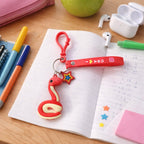 Cute snake shape keychain with strap and hook clip for kids school bags
