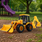 JCB Style Backhoe Loader Toy Truck with friction powered movement