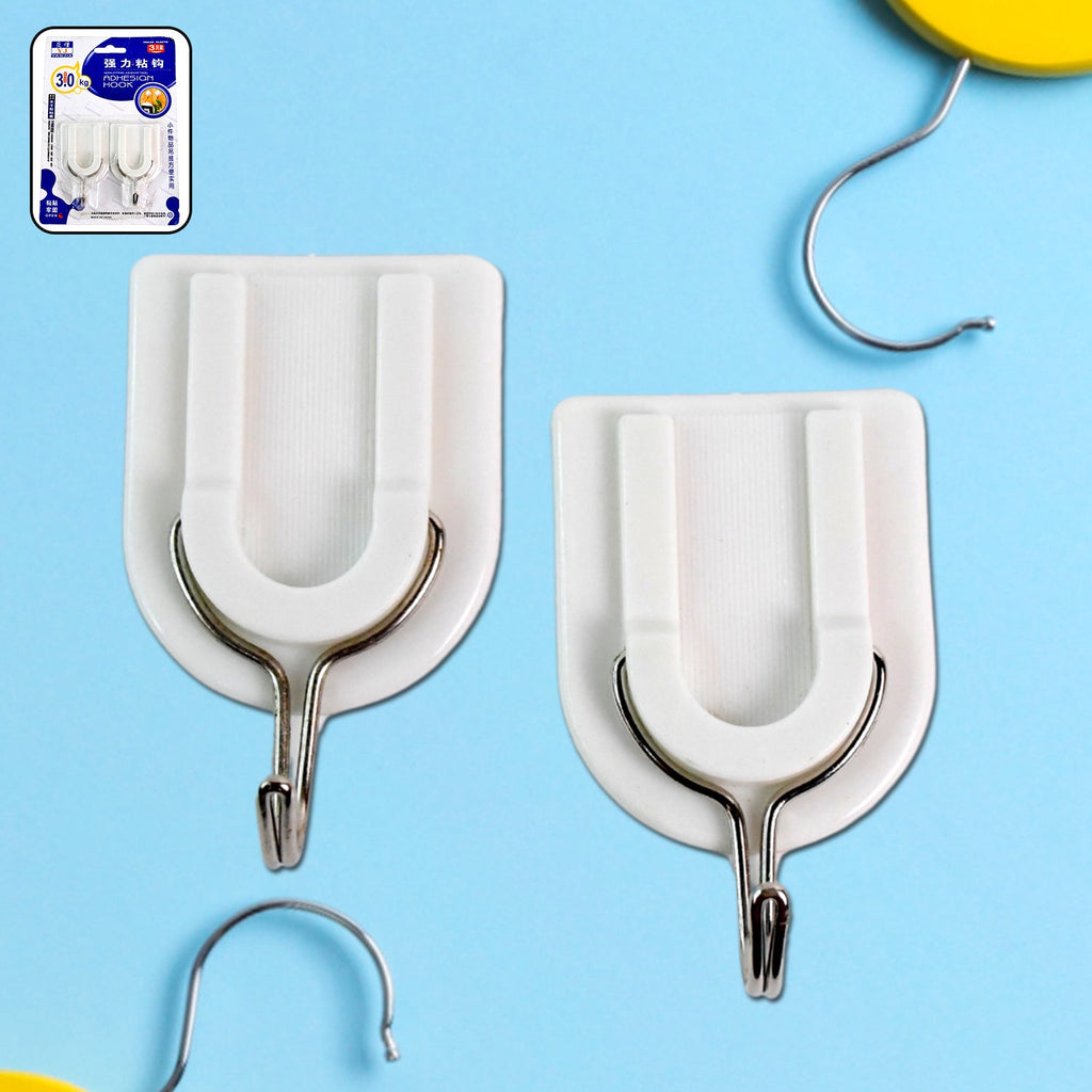 Multipurpose stainless steel adhesive wall hooks displayed on a clean white background.