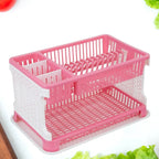 Plastic kitchen organizer rack highlighting detachable partitions for cutlery