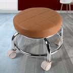 Rolling stool with heavy duty steel base and cushioned seat