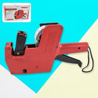 Handheld 8-digit Price Tag Gun in blue and white, ready for efficient retail price marking.
