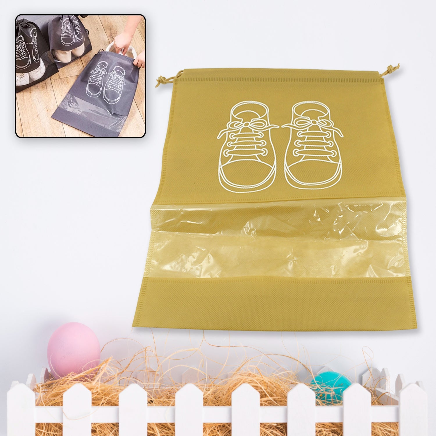 Soft interior of the Organivo waterproof shoe bag with a secure zipper closure.
